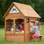 Backyard Discovery Aspen cedar playhouse rear view