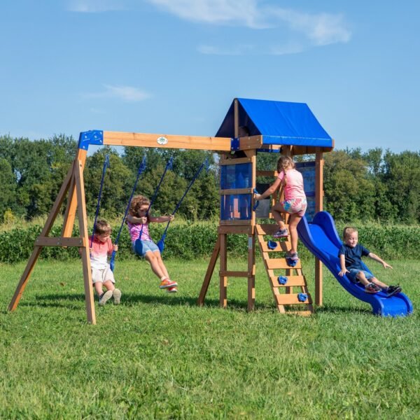 Backyard Discovery Aurora wooden backyard playset and swing set