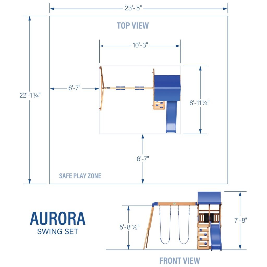 Backyard Discovery Aurora playset dimensions diagram