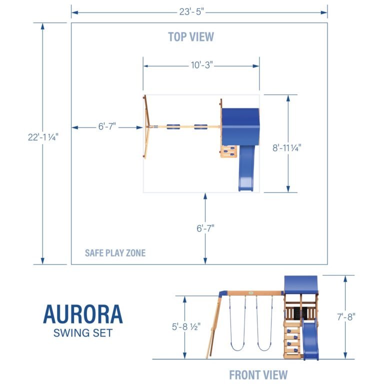 Backyard Discovery Aurora playset dimensions diagram