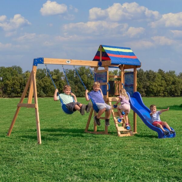 Backyard Discovery Bay Pointe wooden backyard playset and swing set