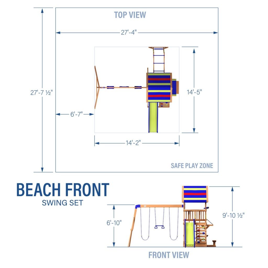 Backyard Discovery Beach Front playset dimensions diagram