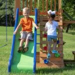 Backyard Discovery Beach Front playset 8-foot wave slide and rock wall