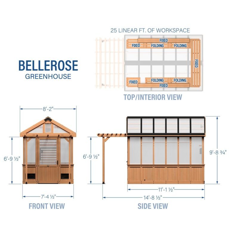 Backyard Discovery Bellerose 11 x 7 greenhouse dimensions diagram