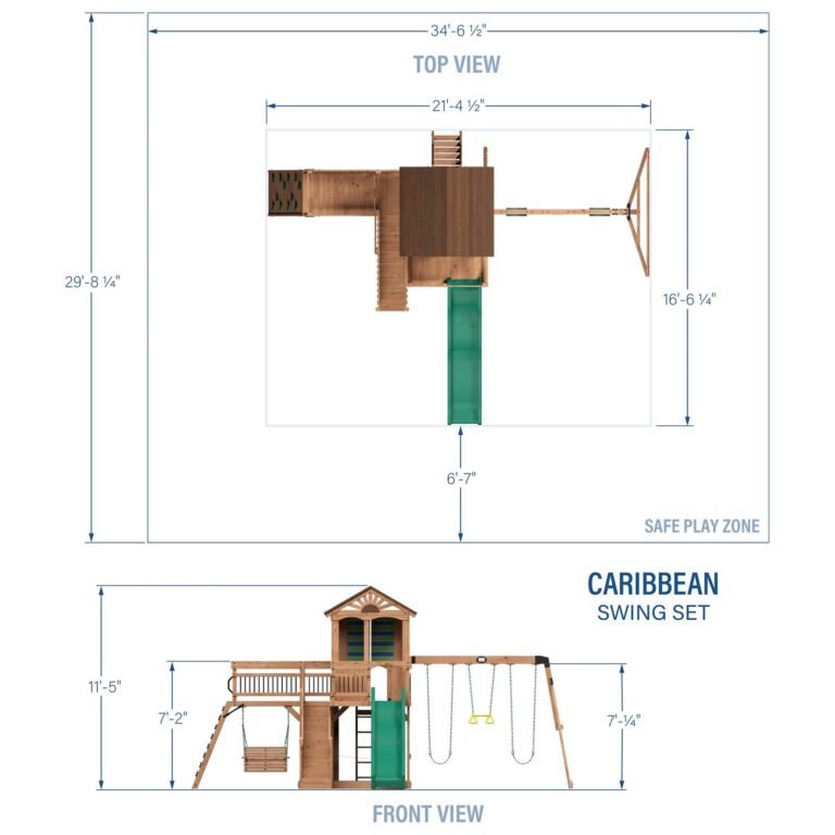 Backyard Discovery Caribbean playset dimensions diagram