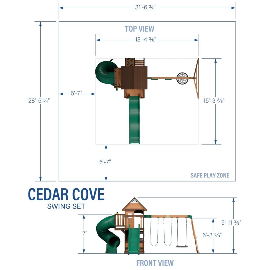 Backyard Discovery Cedar Cove playset dimensions diagram