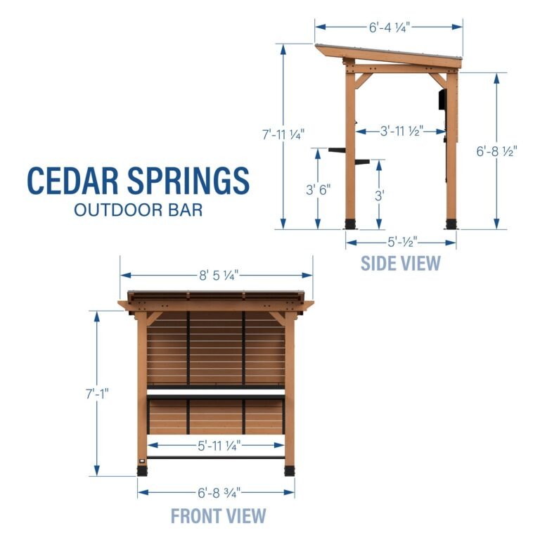 Backyard Discovery Cedar Springs patio bar dimensions diagram