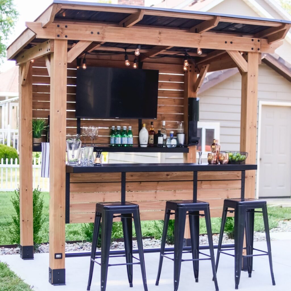 Backyard Discovery Cedar Springs wood patio bar and serving station