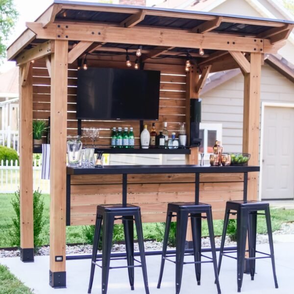 Backyard Discovery Cedar Springs wood patio bar and serving station
