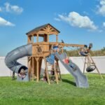 Backyard Discovery Dover Bay wooden backyard playset with tube slide