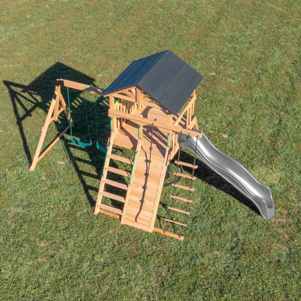 Backyard Discovery Endeavor gray playset aerial view