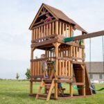 Backyard Discovery Highlander gray playset multi-level view