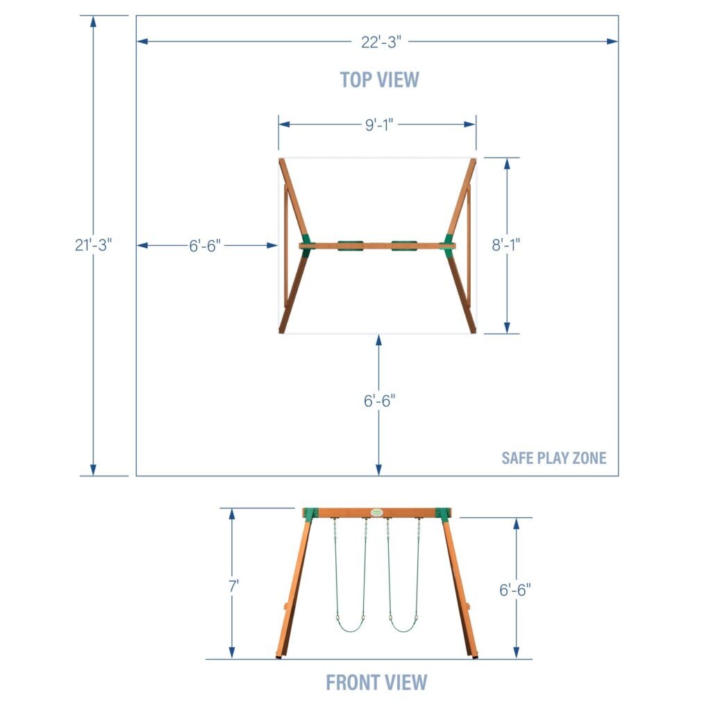 Backyard Discovery Heavy-Duty Durango swing set dimensions diagram