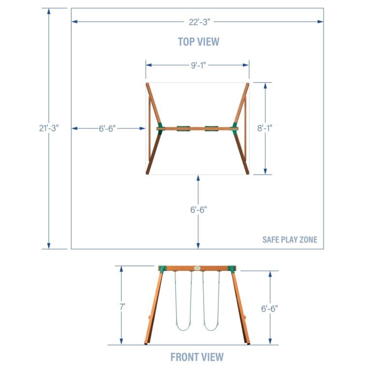 Backyard Discovery Heavy-Duty Durango swing set dimensions diagram