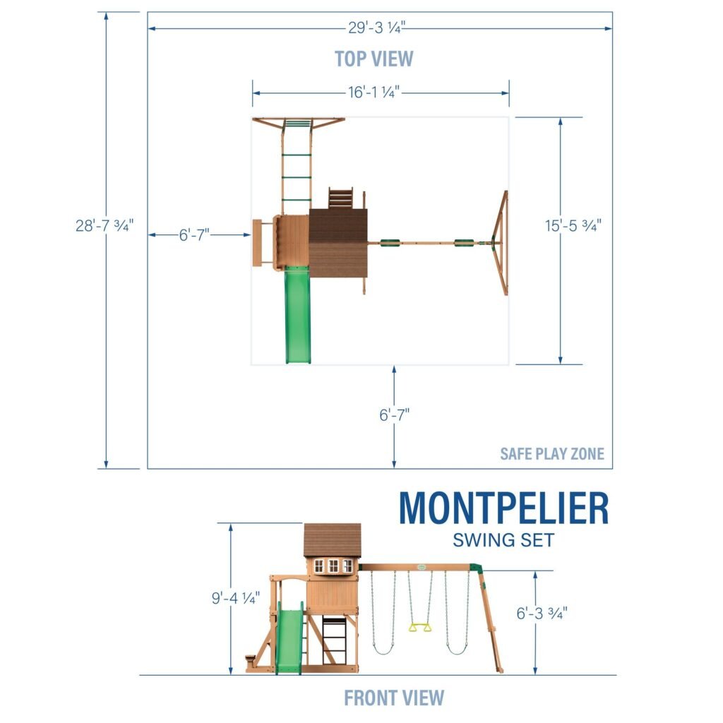 Backyard Discovery Montpelier playset dimensions diagram