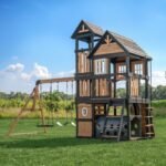 Backyard Discovery Mystic Tower wooden playset rear view