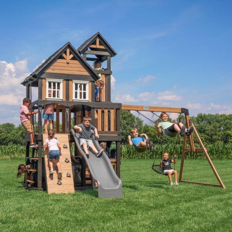Backyard Discovery Mystic Tower wooden backyard playset and swing set