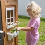 Backyard Discovery Mystic playhouse window planter with flowerpots