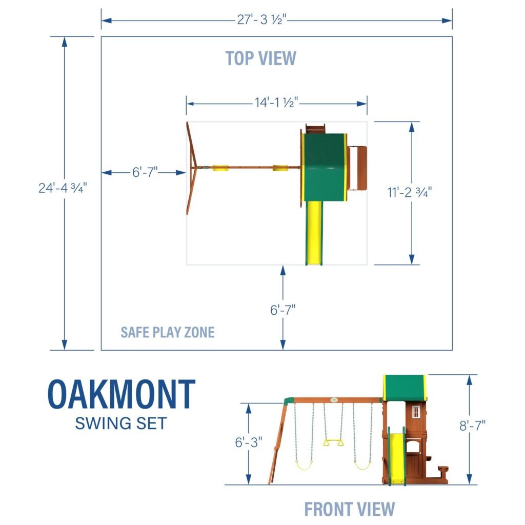 Backyard Discovery Oakmont playset dimensions diagram