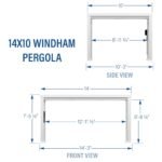 Backyard Discovery Windham 14 x 10 steel pergola dimensions diagram