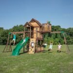 Skyfort II Wooden Backyard Playset & Swing Set with Wave Slide slide detail