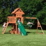 Backyard Discovery Woodland playset with children lifestyle view