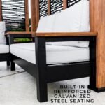 Backyard Discovery Tuscany corner pergola built-in conversation seating