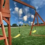 Backyard Discovery Atlantis playset two belt swings and trapeze