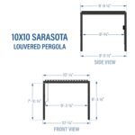Backyard Discovery Sarasota 10 x 10 louvered pergola dimensions diagram