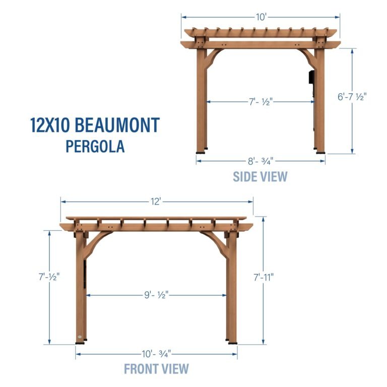 Backyard Discovery Beaumont 12 x 10 pergola dimensions diagram