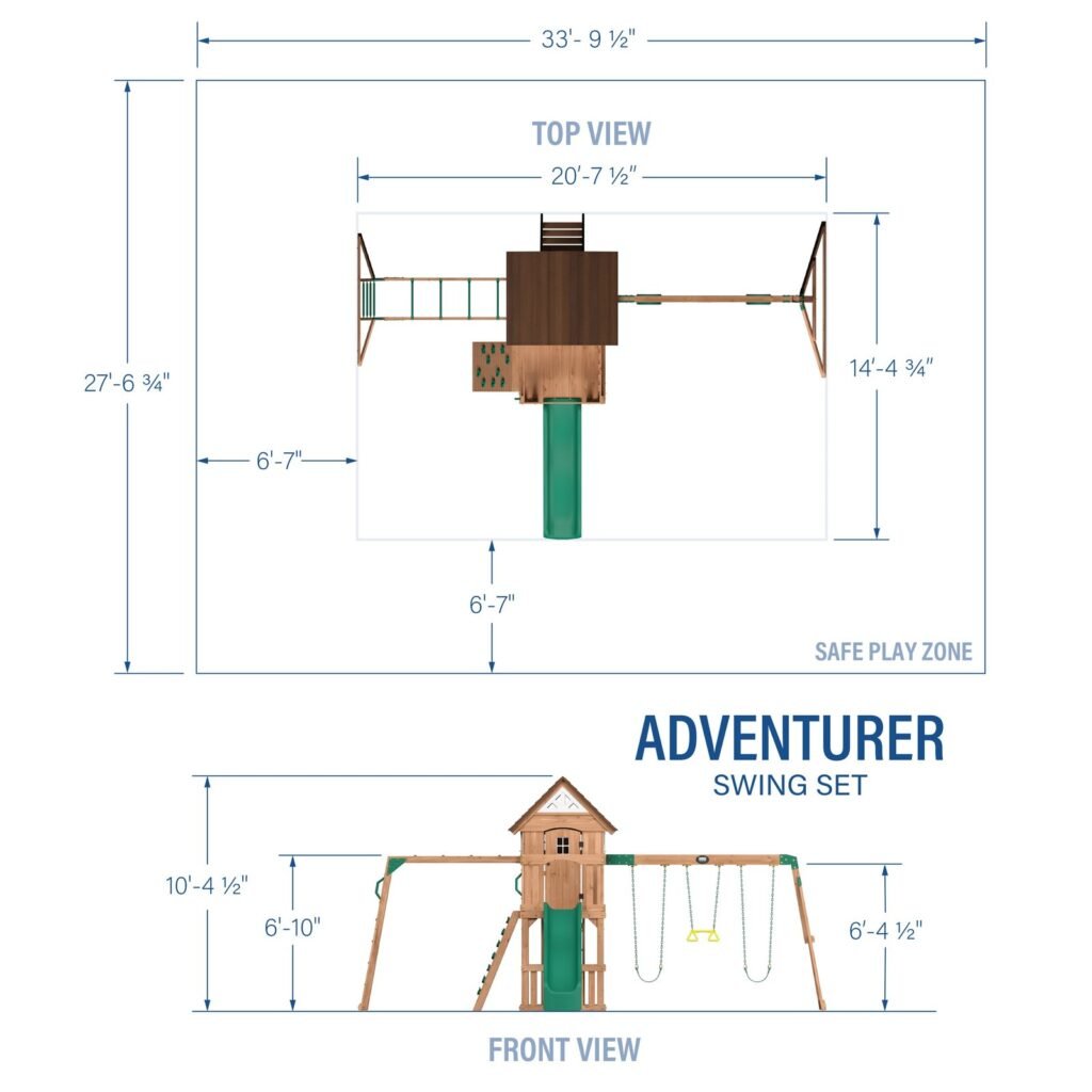 Backyard Discovery Adventurer wooden playset dimensions diagram