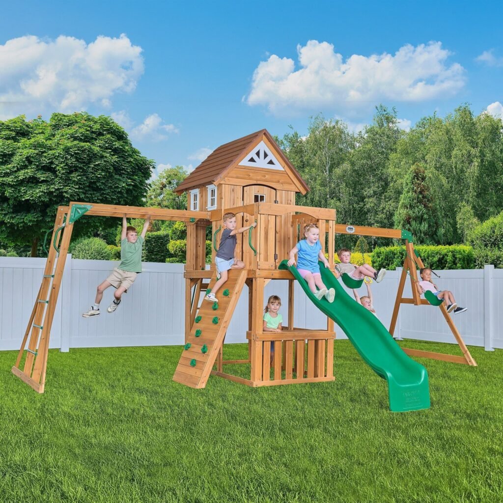 Backyard Discovery Adventurer wooden backyard playset and swing set