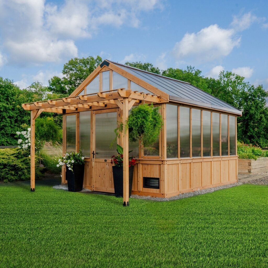 Backyard Discovery Bellerose XL 13 x 11 cedar backyard greenhouse