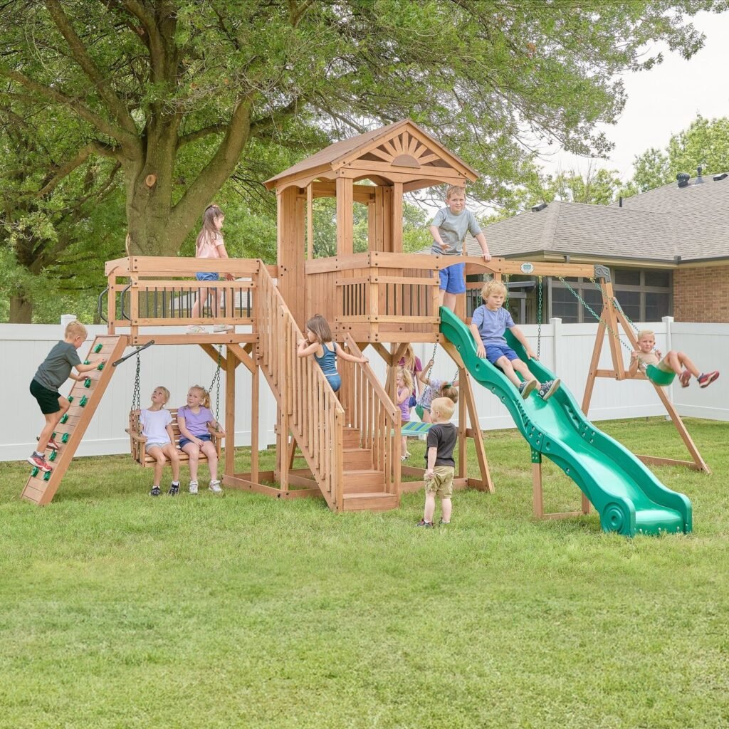Backyard Discovery Caribbean wooden backyard playset and swing set