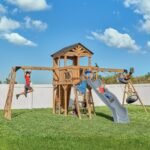 Backyard Discovery Dover Bay wooden backyard playset with monkey bars
