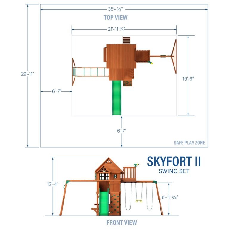 Backyard Discovery Skyfort II playset dimensions diagram