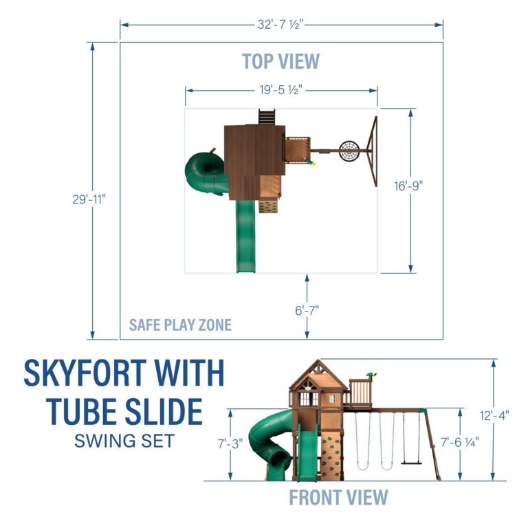 Backyard Discovery Skyfort II tube slide playset dimensions diagram