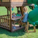 Backyard Discovery Skyfort II tube-slide playset picnic bench