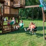 Backyard Discovery Skyfort II tube-slide playset belt swings