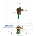 Skyfort II Wooden Backyard Playset & Swing Set with Wave Slide dimensions diagram