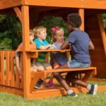 Backyard Discovery Skyfort II playset covered picnic table and bench