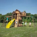 Skyfort II Wooden Backyard Playset & Swing Set with Wave Slide slide detail