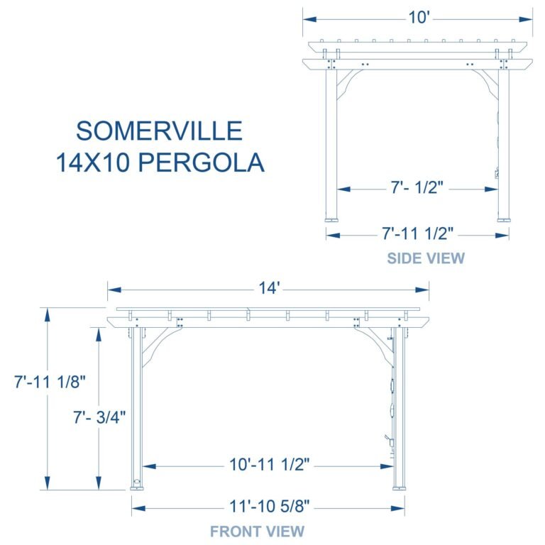 Backyard Discovery Somerville Barnwood 14 x 10 pergola dimensions diagram