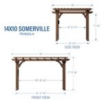 Backyard Discovery Somerville Walnut 14 x 10 pergola dimensions diagram