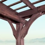 Backyard Discovery Somerville Walnut 14 x 10 pergola support leg and anchoring detail