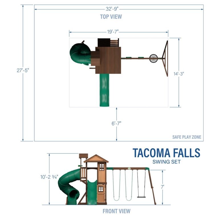 Backyard Discovery Tacoma Falls playset dimensions diagram