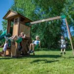 Backyard Discovery Tacoma Falls playset swing beam with belt swings and disc swing