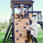 Backyard Discovery Timber Crossing playset rock climbing wall