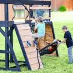 Backyard Discovery Timber Crossing playset rope-assisted climbing wall