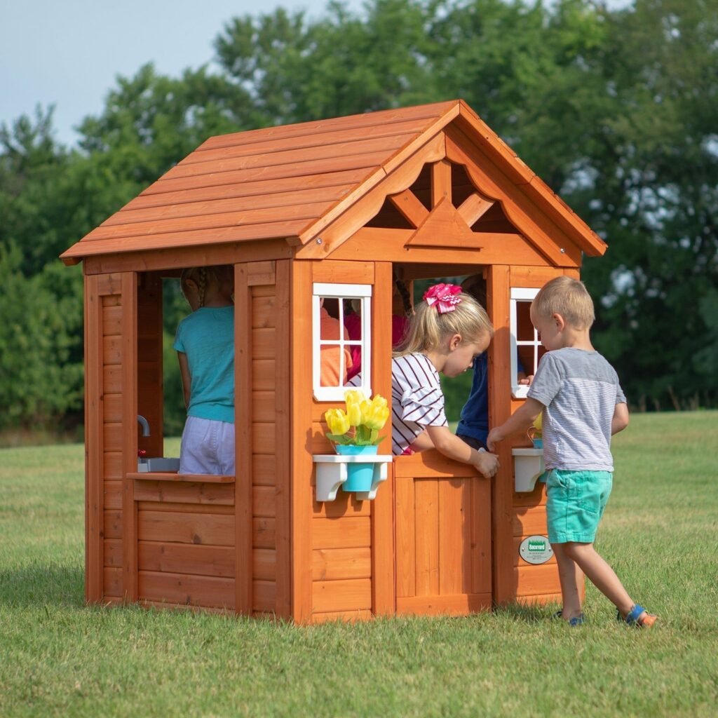 Backyard Discovery Timberlake wooden kids backyard playhouse